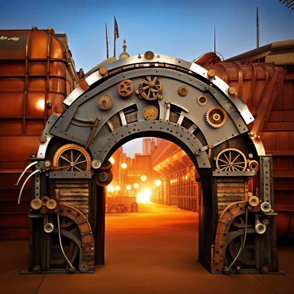 Steampunk Arch Made from Recycled Materials