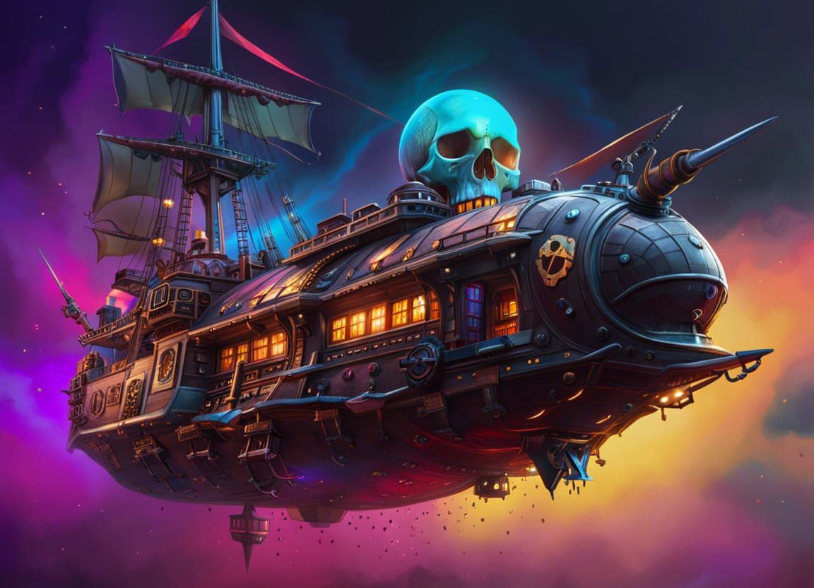 Detailed Pirate Spaceship Concept Art