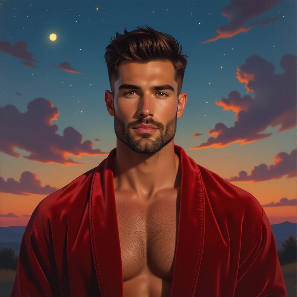 Impressionist Portrait of Man in Red Velvet Robe