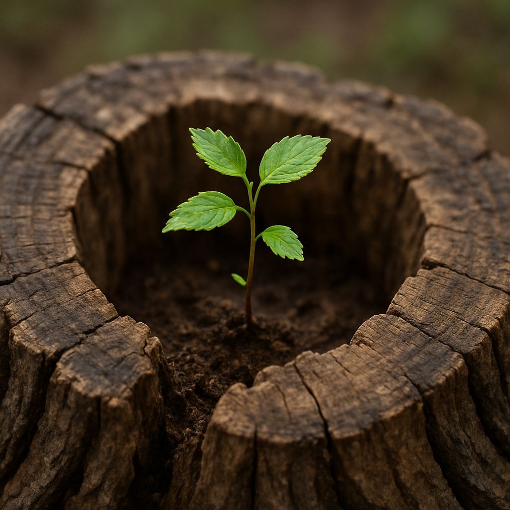 Tree Sprout Growing From Tree Stump