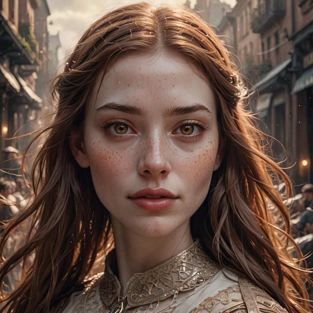 Happy Freckled Girl: Detailed Digital Matte Painting