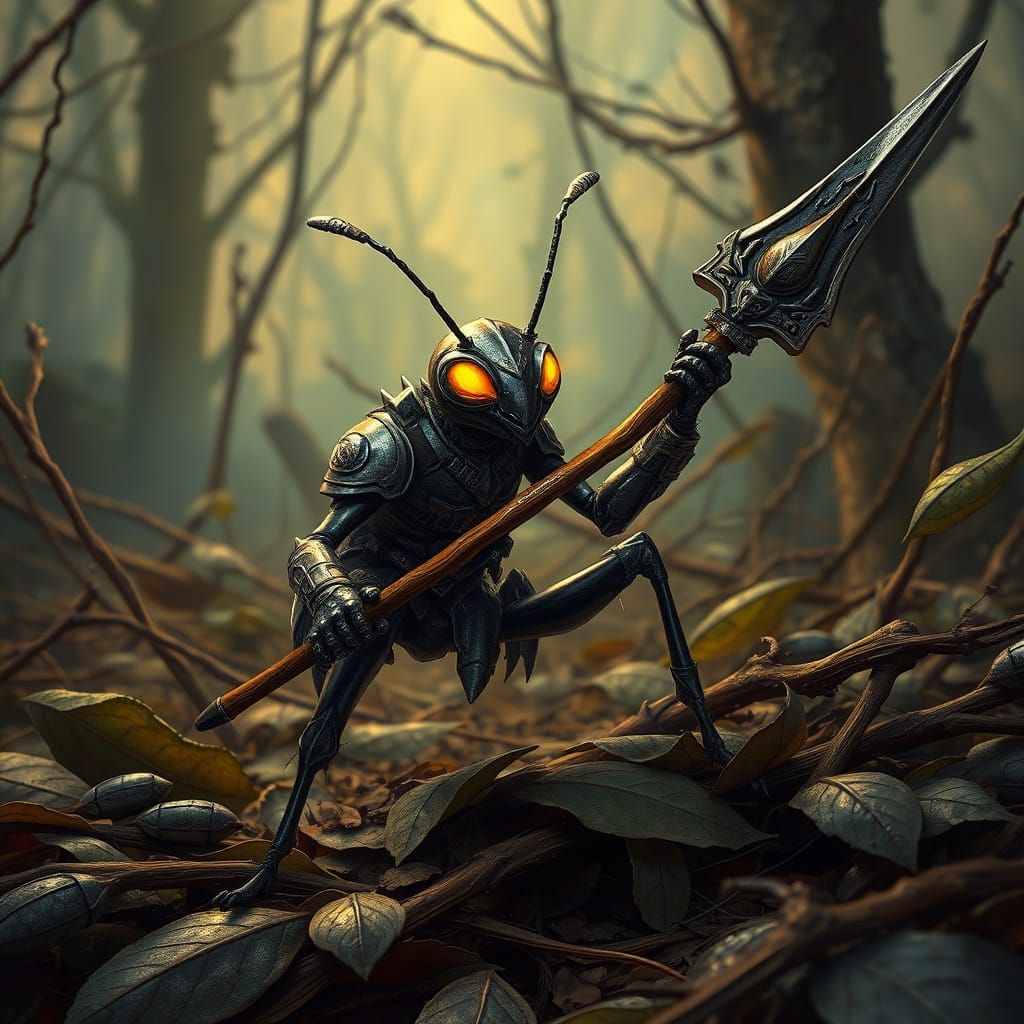 Epic Fantasy Warrior Ant Charging into Battle