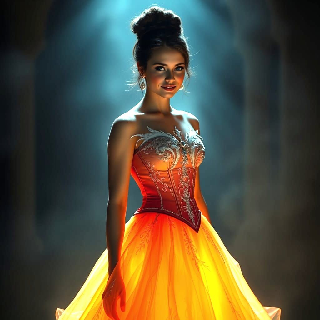 Ethereal Sunset Goddess in Enchanting Gown