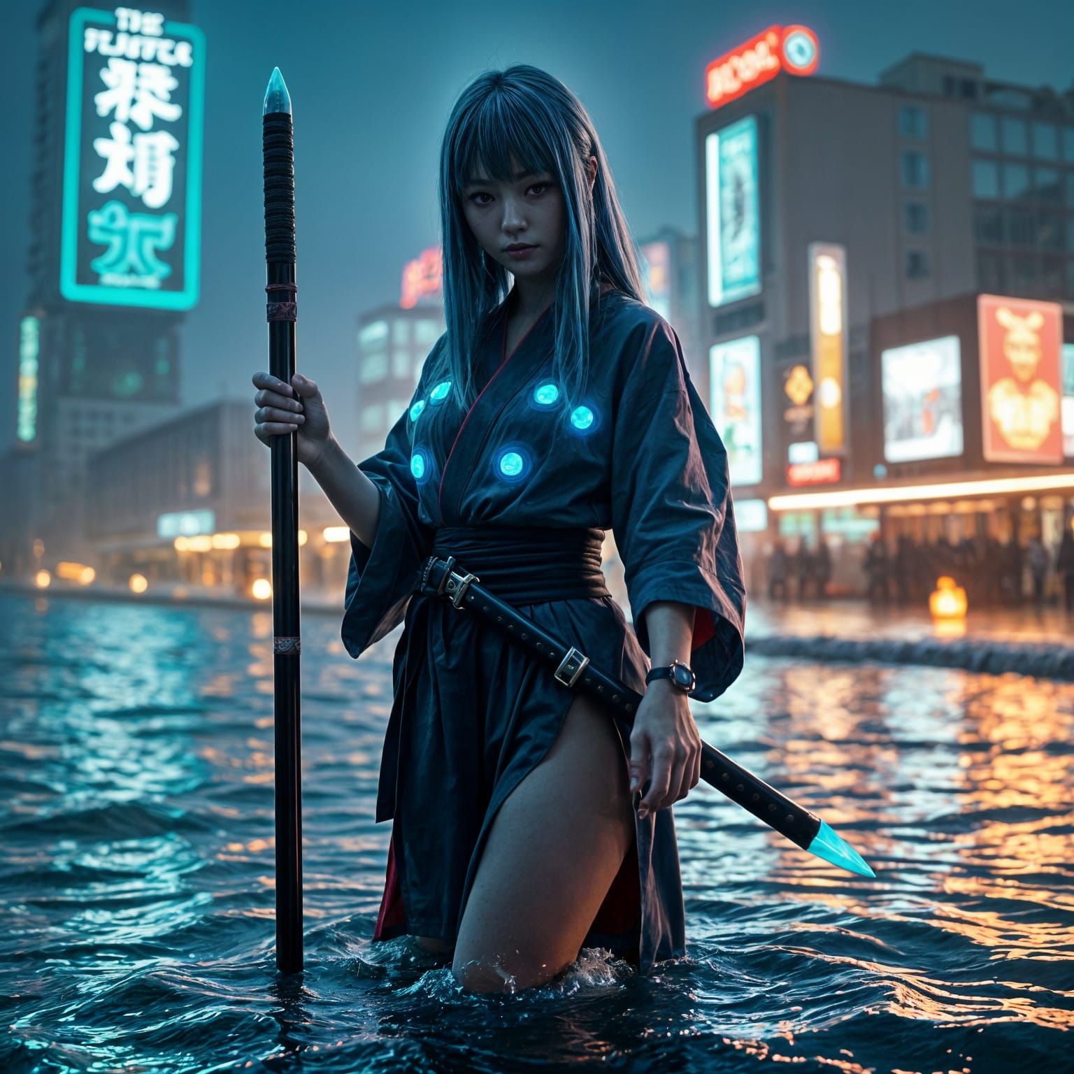 Cyberpunk Samurai Octopus Goddess Unveils Futuristic Pacific...