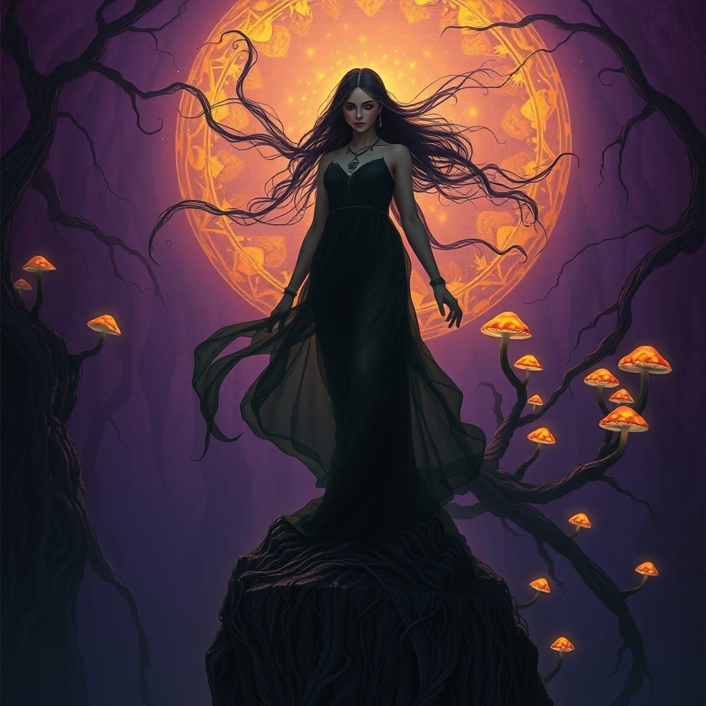 Ethereal Woman Releasing Ego in Art Nouveau Style