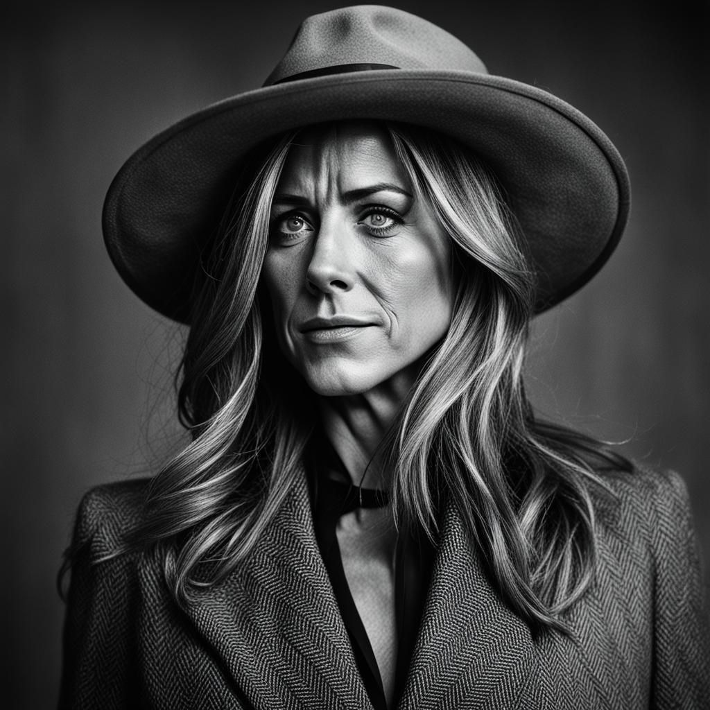 Jennifer Aniston as 1940s Detective Portrait
