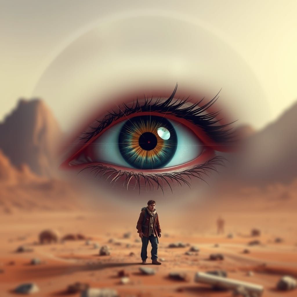 Lone Wanderer on Distant Planet with Laser-Like Gaze