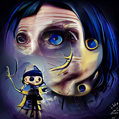 Stylized Whimsical Character in Dreamlike Scene