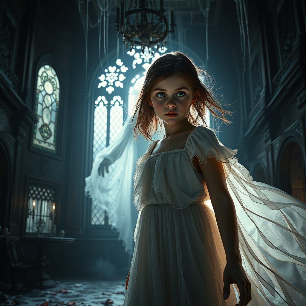 Ethereal Girl Tormented by a Ghostly Presence