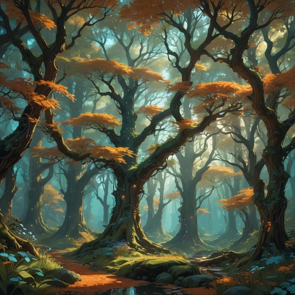 Enchanted Glade: Ethereal Woodland Painting