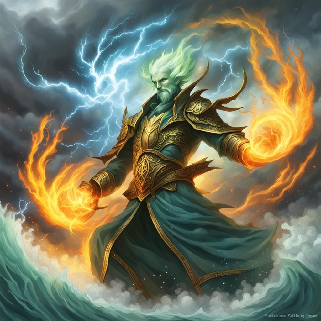 Abstract Elemental Storm Generated by AI