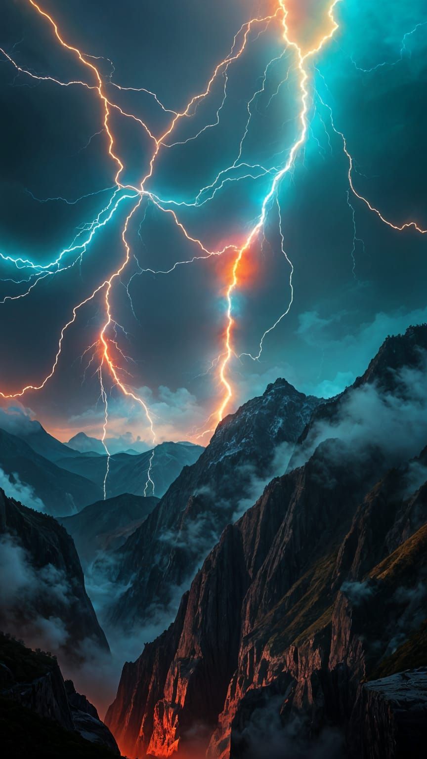 Epic Rainbow Lightning Digital Matte Painting