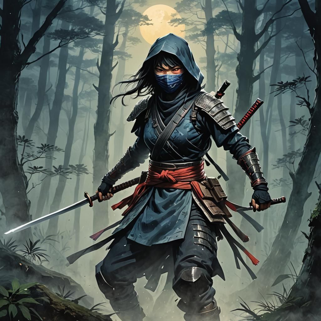 Misty Forest Ninja: A Cinematic Digital Painting