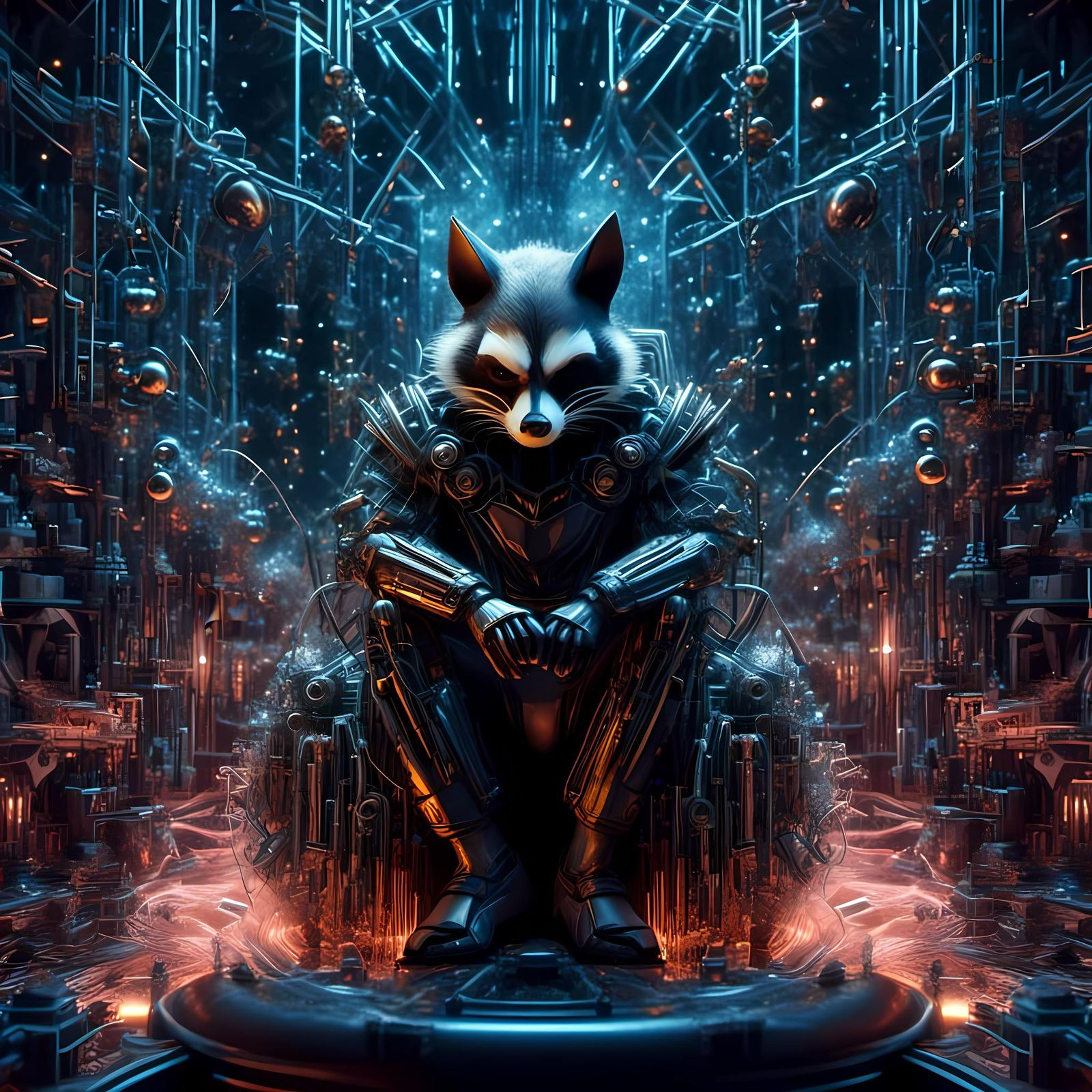 Glowing Batman Raccoon Hybrid in Cinematic CGI