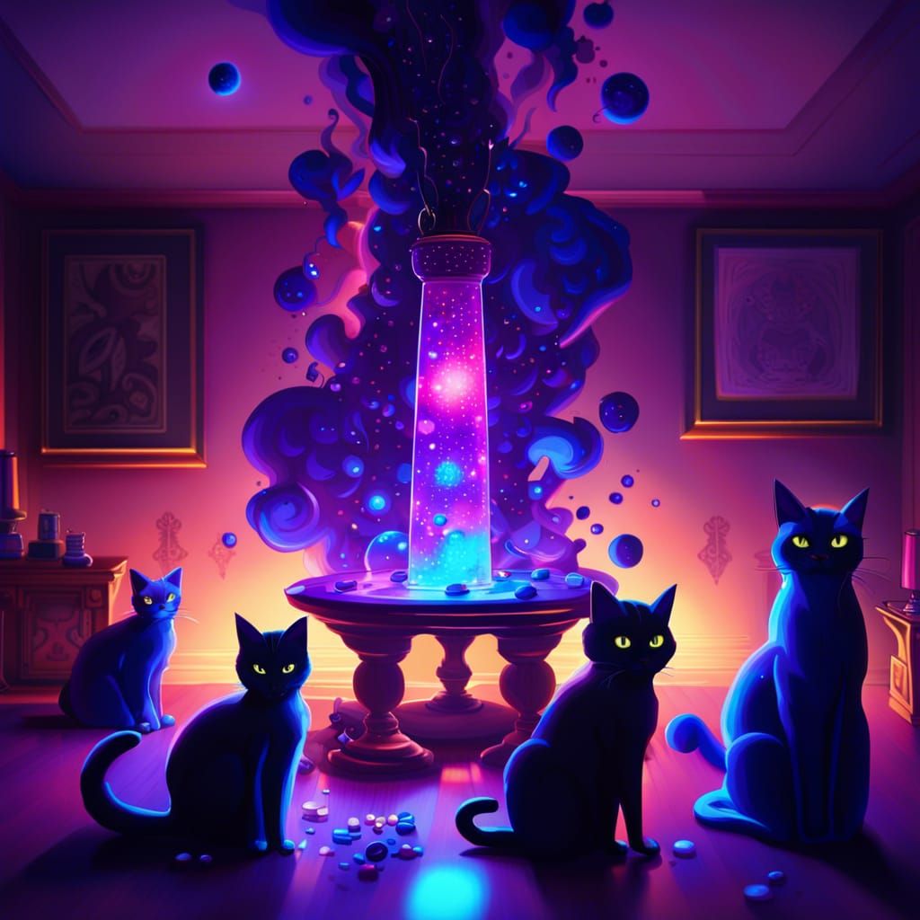 Glowing Lava Lamp Party in Synthwave Style
