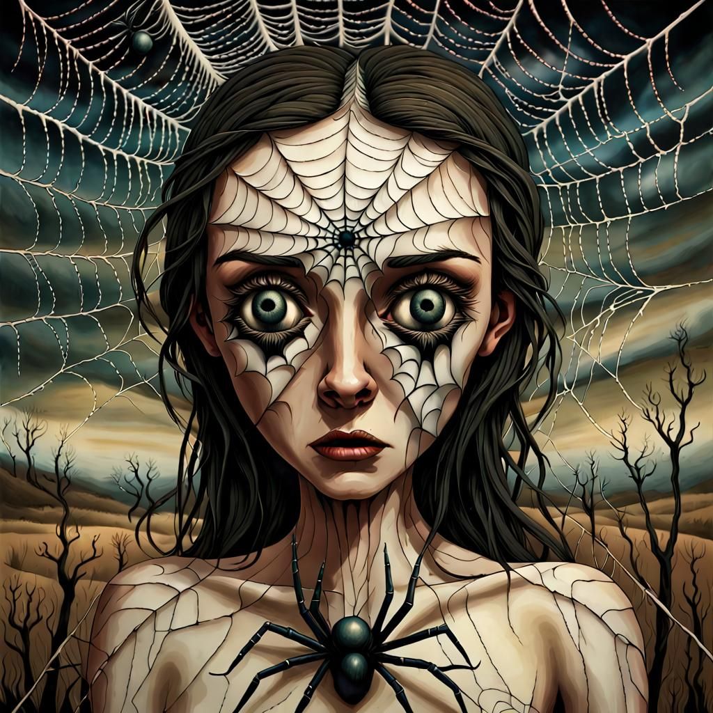 Pagan with Spiderweb Eyes: A Surreal Portrait