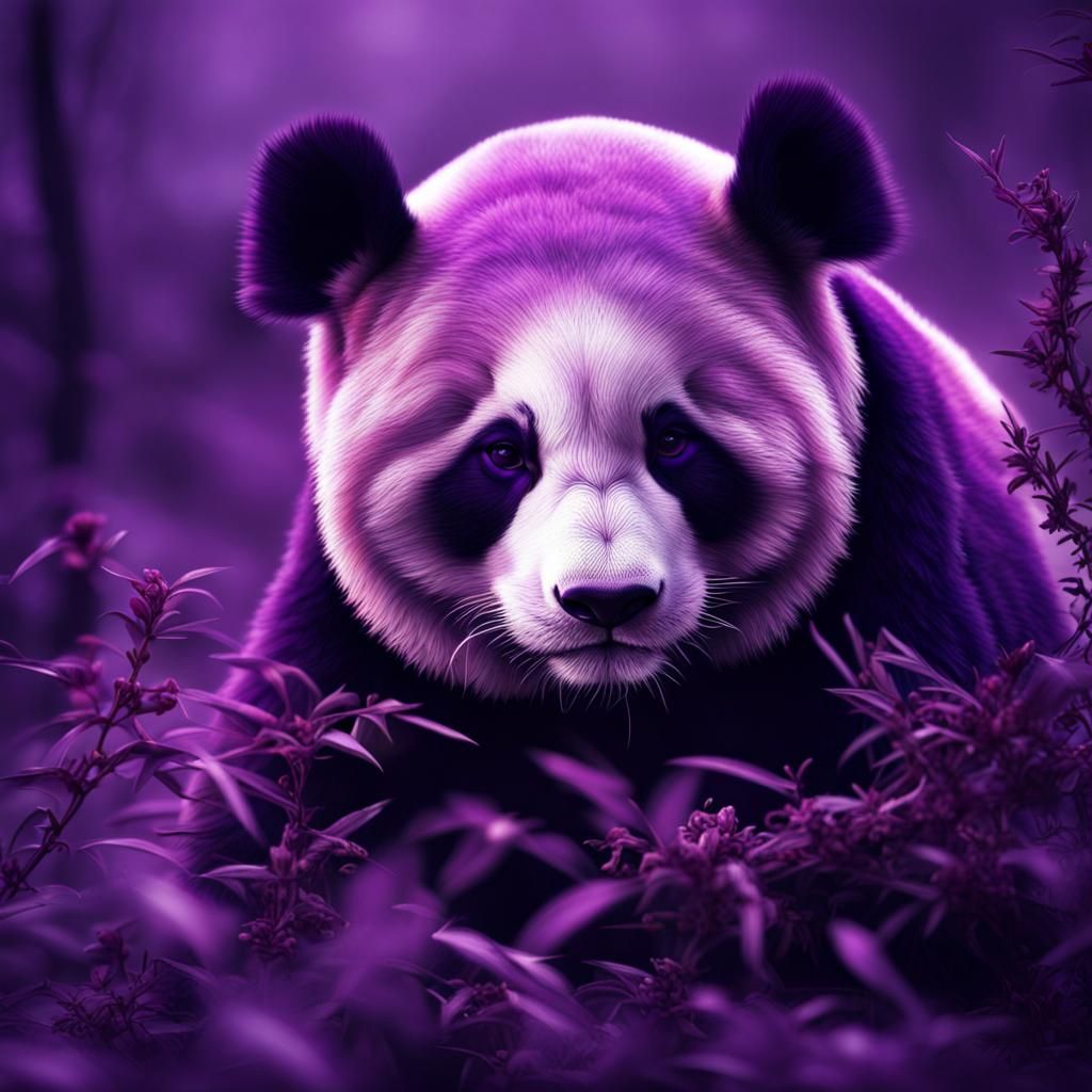 Hyperrealistic Purple Panda in Sensual Pose