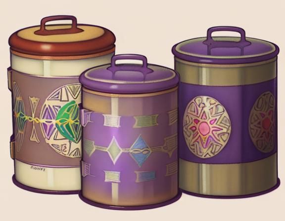 Art Deco Kitchen Canisters in Oil Pastel