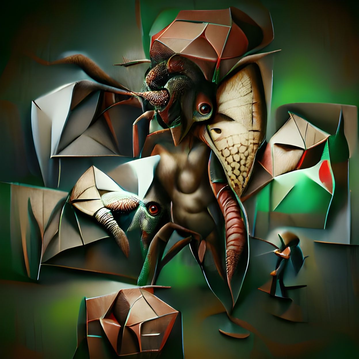 Eldritch Demogorgon Concept Art in Cubist Style