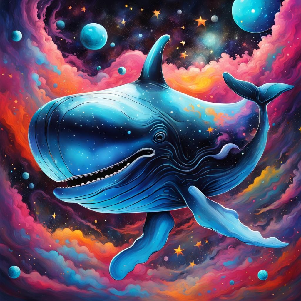 Whale in Starry Space: Graffiti Art