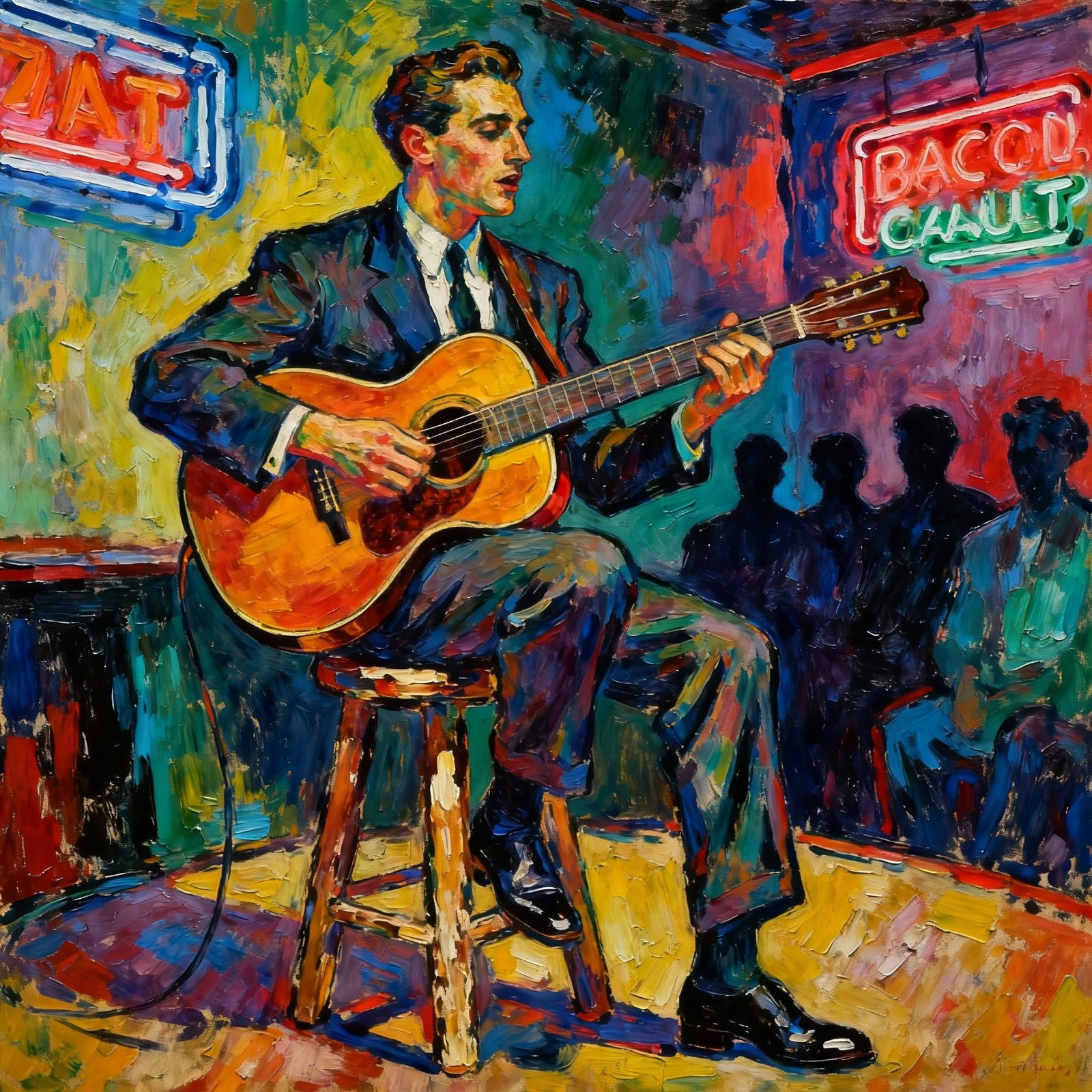 A vibrant, expressive style reminiscent of post-impressionis...