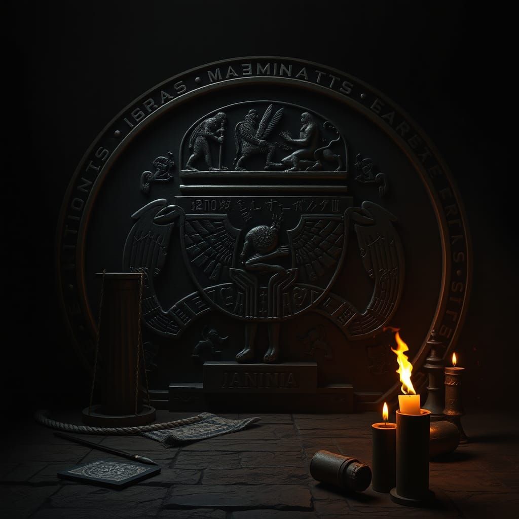 Dark Academia Style Hieroglyphs of Deadly Symbols