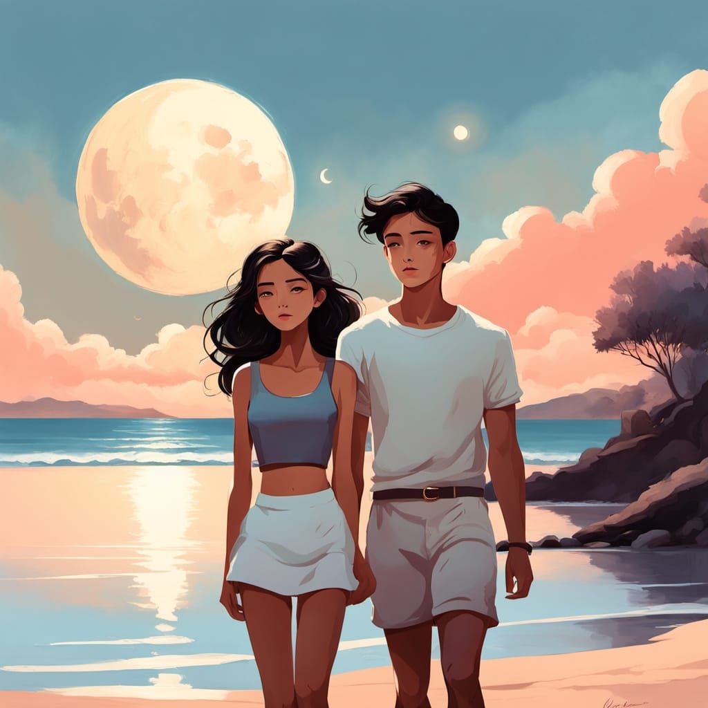 Dreamy Moonlit Slumber on a Serene Beach
