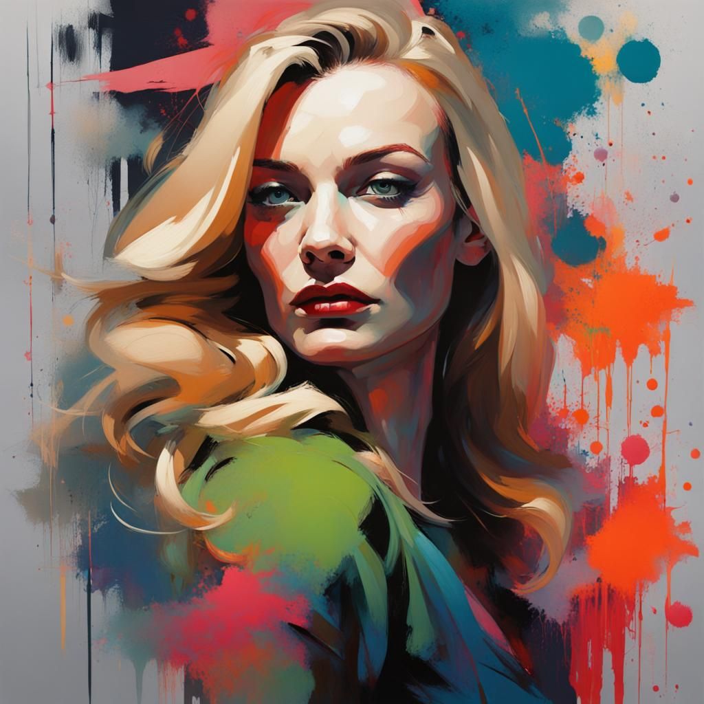 Veronica Lake Portrait in Dynamic Realism Style