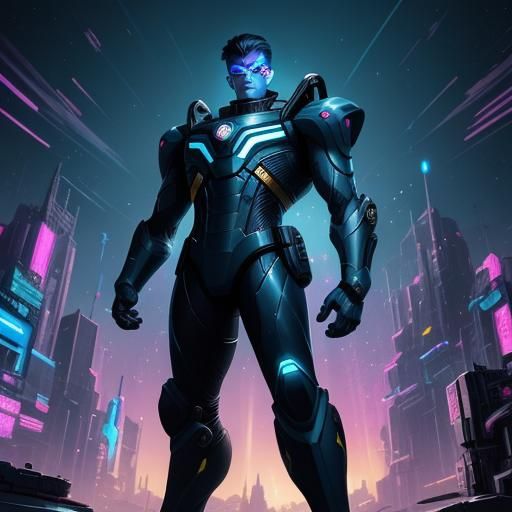 Space Cop Sharivan in Manga Style Futuristic City