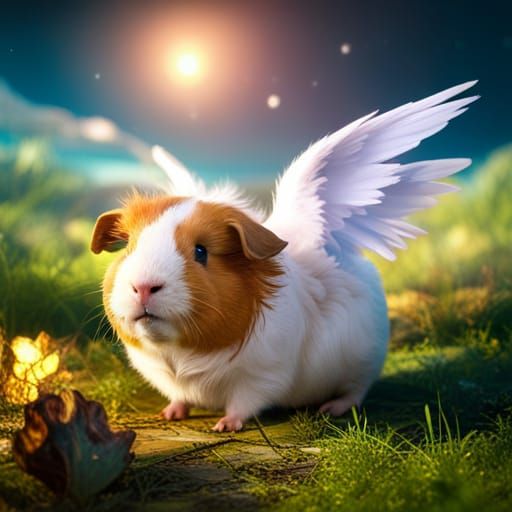 Guinea Pig Angel in Flight: Fantasy Concept Art