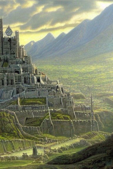 Minas Tirith Oil Painting Inspired by Lord of the Rings