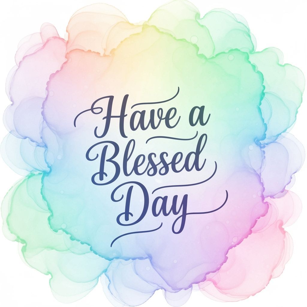 Elegant "Have a Blessed Day" in Pastel Rainbow