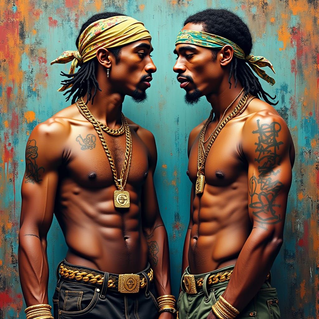 Tupac and Eazy E in Basquiat-inspired Urban Art
