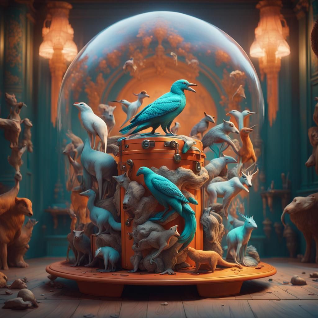 Animals Escape Toy Box: Hyperdetailed Concept Art