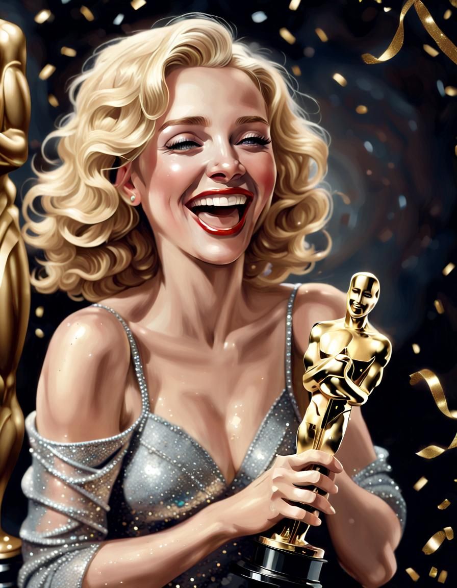 A woman receiving the Academy Award for Best Actress
