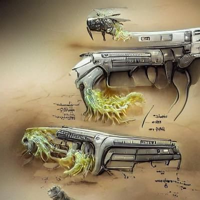 Sci-Fi Pistol Shooting Lethal Maggots: Concept Art