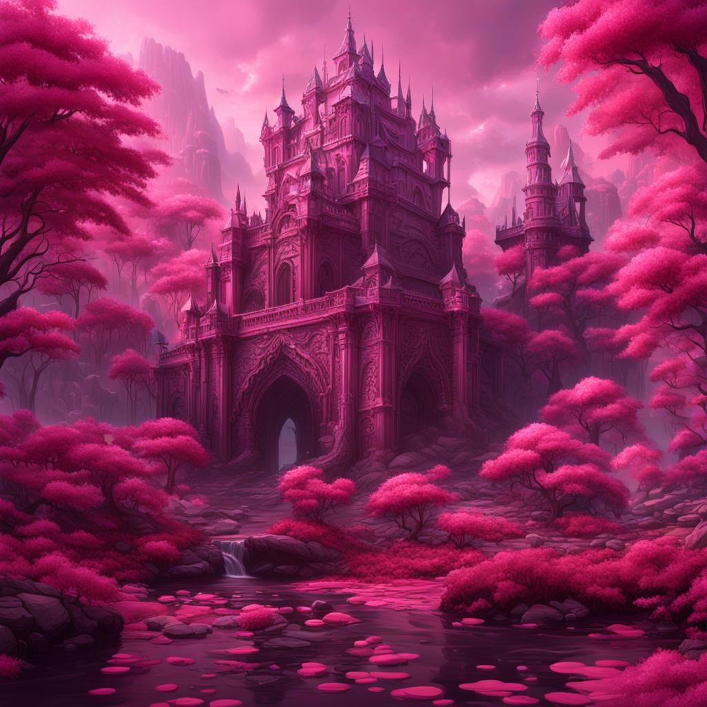 Fantastical Pink Matte Painting in Deep Color