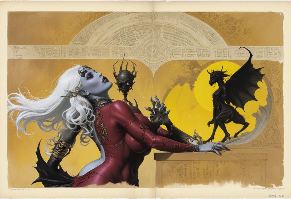 Supersized Sorceress Studies Ancient Tomes in Mystical Study