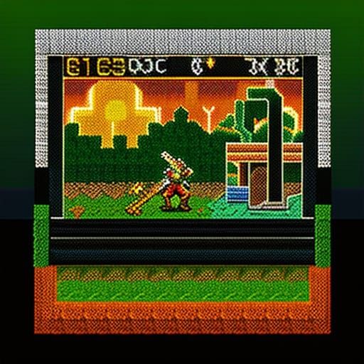 Pixel Art Warriors Clash in Retro 8-Bit Style