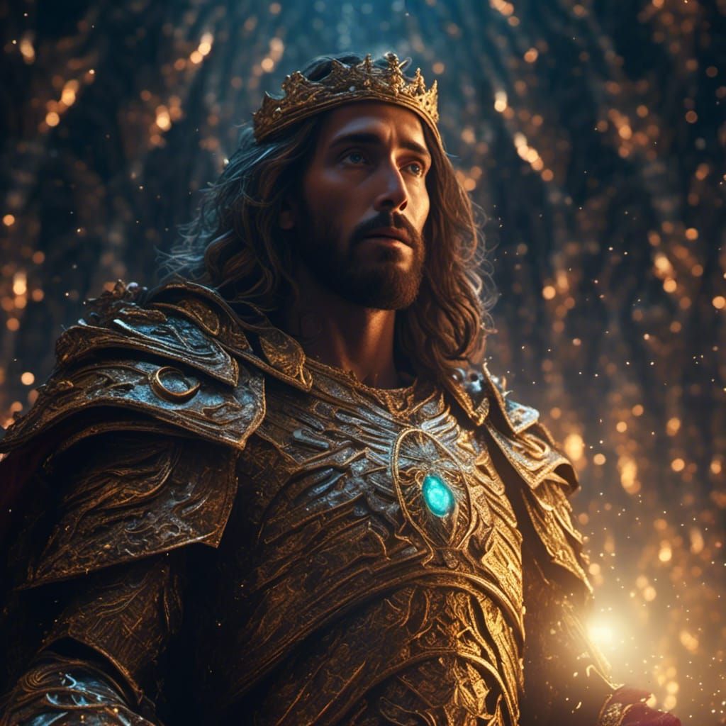 Jesus in Glowing Armor: Digital Matte Painting