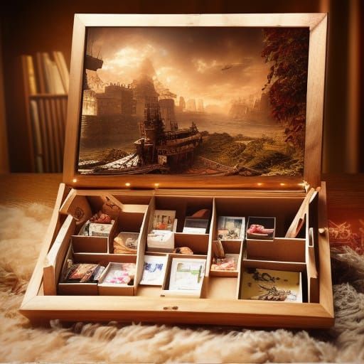 Nostalgic Wooden Box of Memories in Spotlight