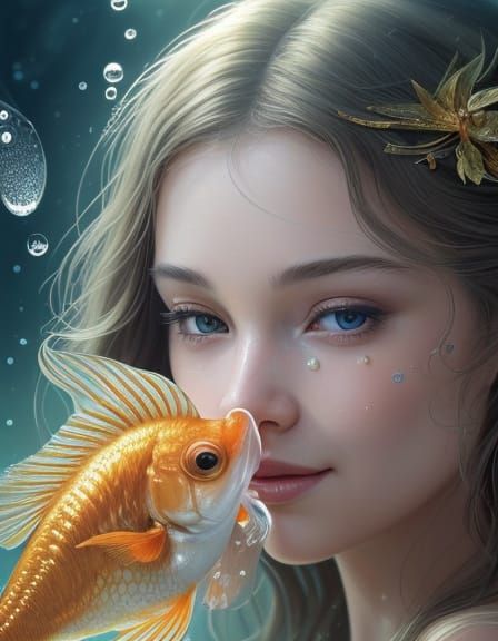 Whimsical Goldfish Portrait Illustration