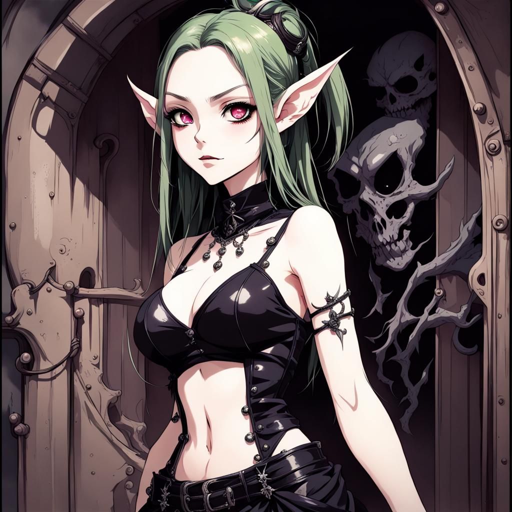 Gothic Goblin Girl in Anime Style