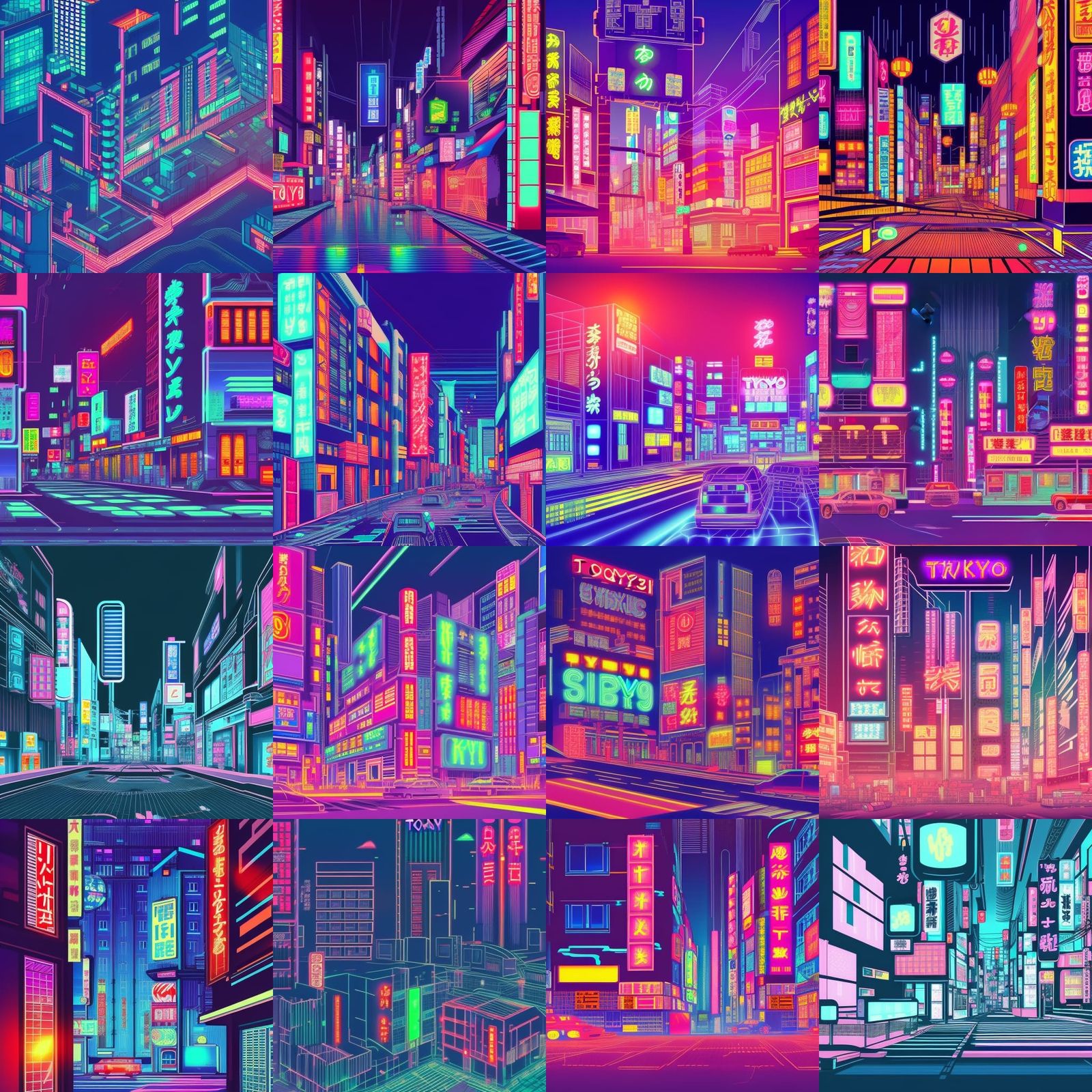 Neon Tokyo: Cyberpunk Synthwave Digital Illustration