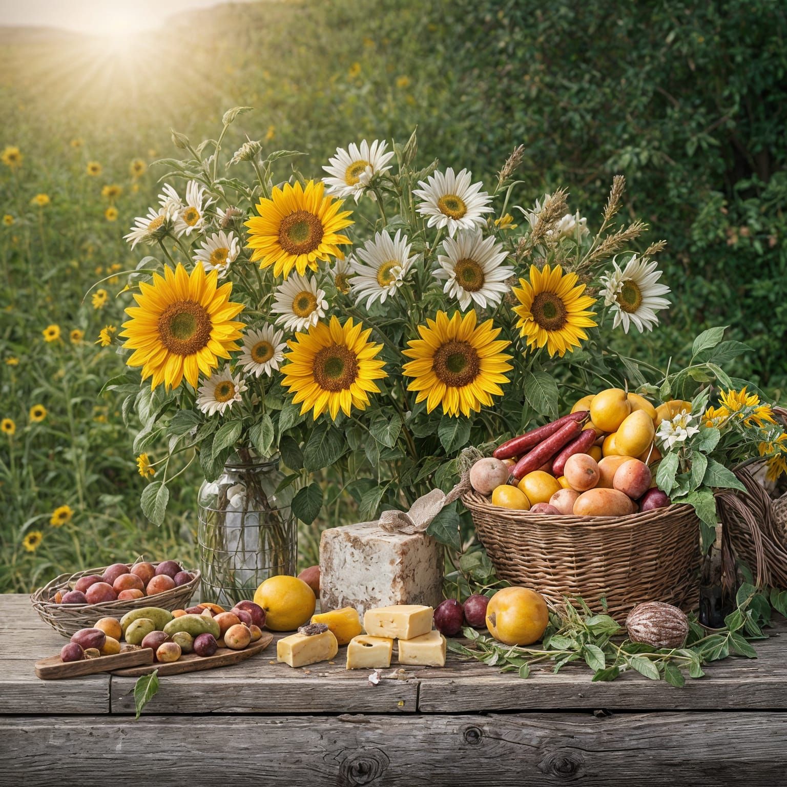 Vibrant Farmstand Still Life in Digital Art