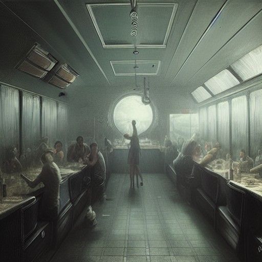 Eerie 1950s Diner in Doré Style