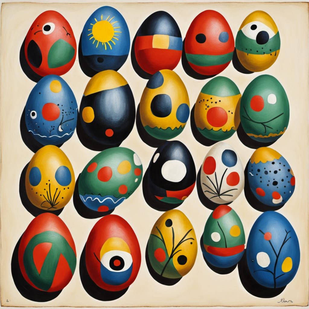 Surrealist Easter Eggs in Vibrant Colors