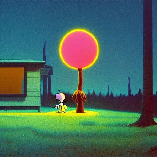 Surreal Charlie Brown Landscape Art: Digital Illustration