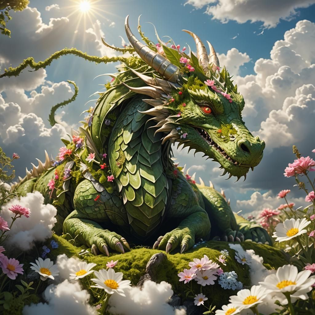 Floral Dragon in Heavenly Sunlight