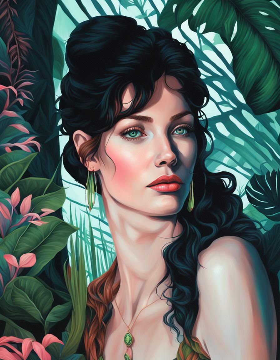 Lush Jungle Portrait in Hyperrealistic Style